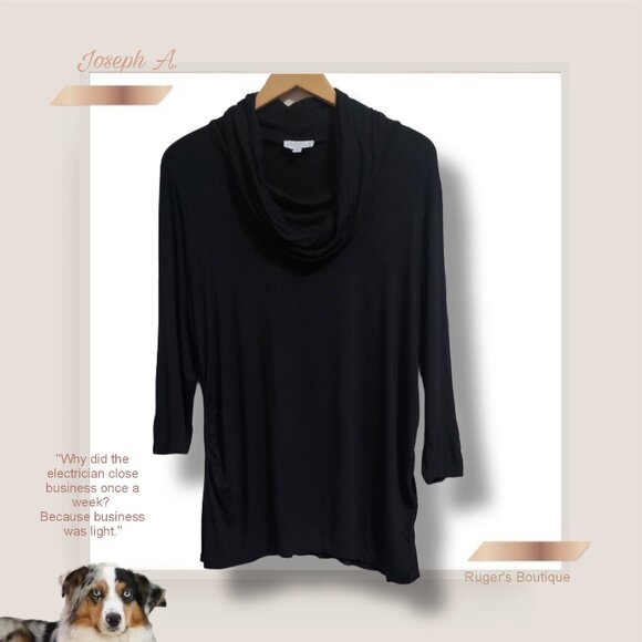 🌿Joseph A Women's XL Cowl Neck Black Long Sleeve Tunic Style Blouse - Picture 9 of 10